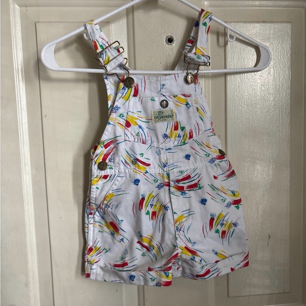 Vintage cutecumber White Multicolor Kids Overalls shorts